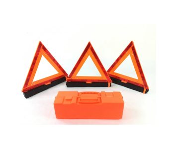 17.5 inch Warning Triangles (reflective)- 3 pack with storage box